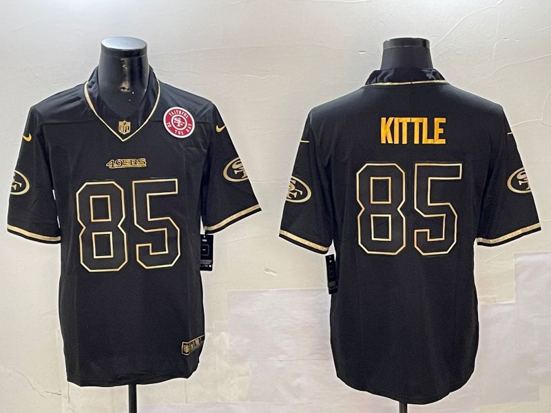Men San Francisco 49ers 85 Kittle Black Gold Throwback 2024 Nike Limited NFL Jersey style 4